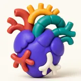 A modelling-clay heart with the arteries coming out of the top.