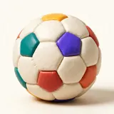 A modelling-clay football with coloured pentagons.
